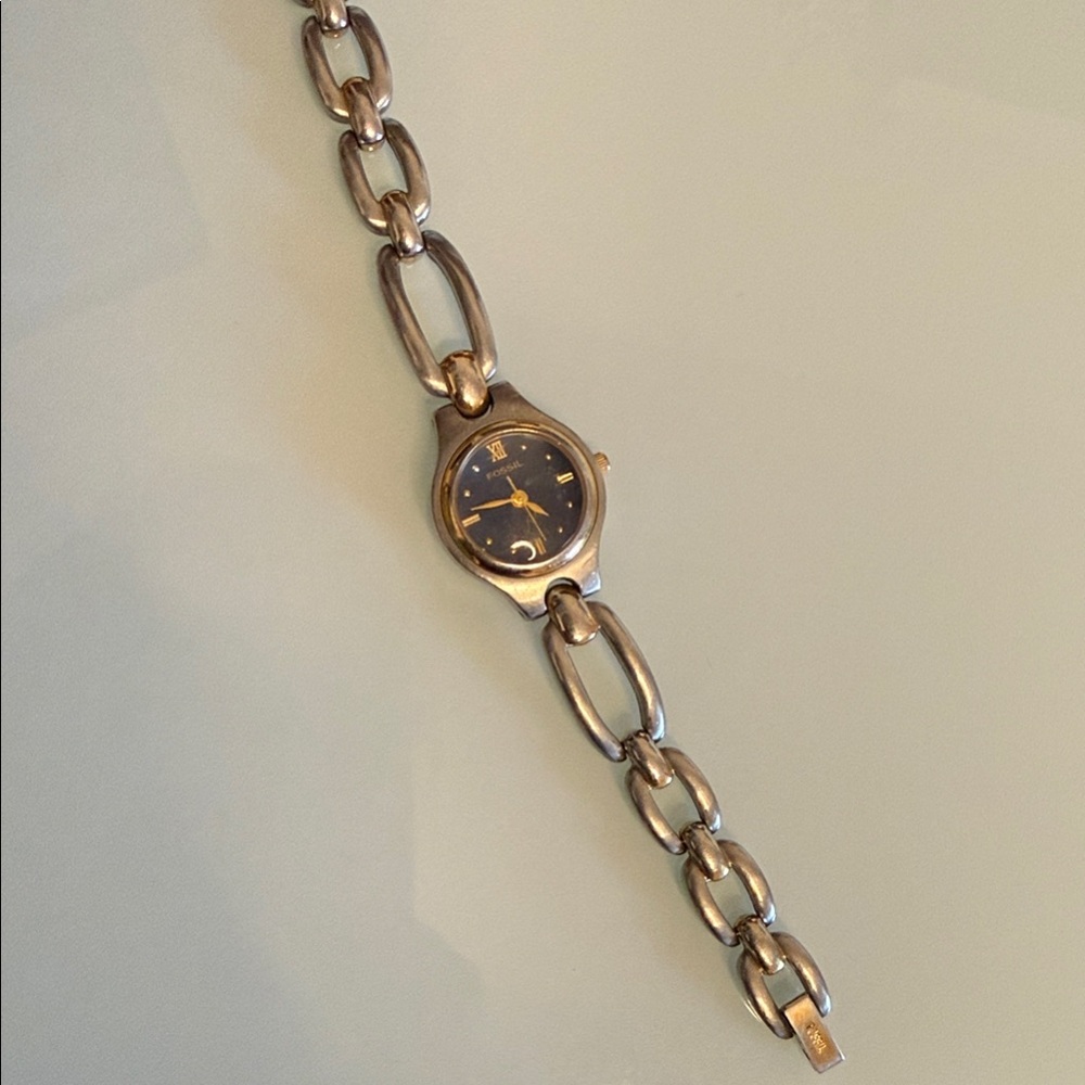 Fossil Women's Gold Link Watch with Dark Dial